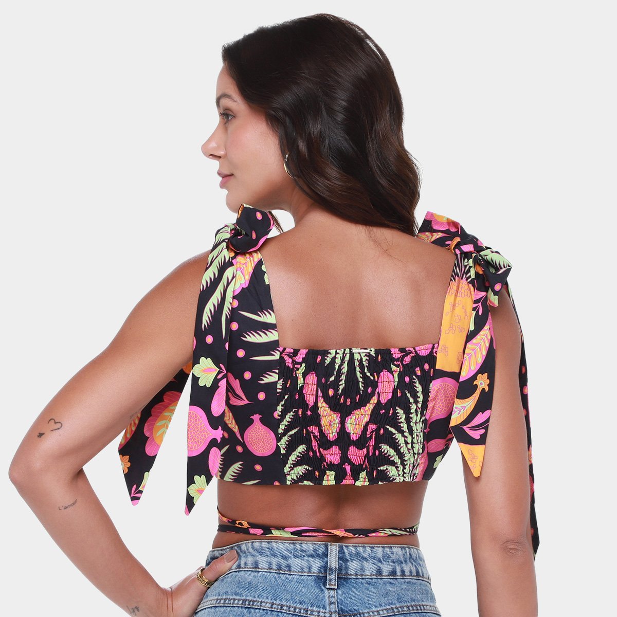 Top My Favorite Things Cropped Alças Com Amarração Estampado Feminino - 1