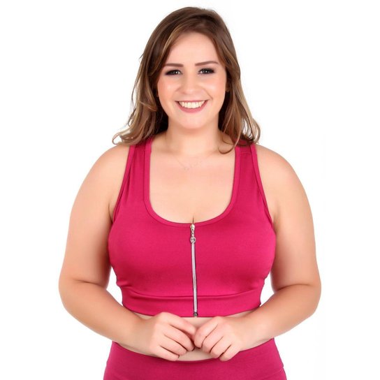 Top Plus Size Wolfox Com Zíper E Bojo Removível Feminino - Pink Menor preço em Top Plus Size Wolfox Com Zíper E Bojo Removível Feminino - Pink