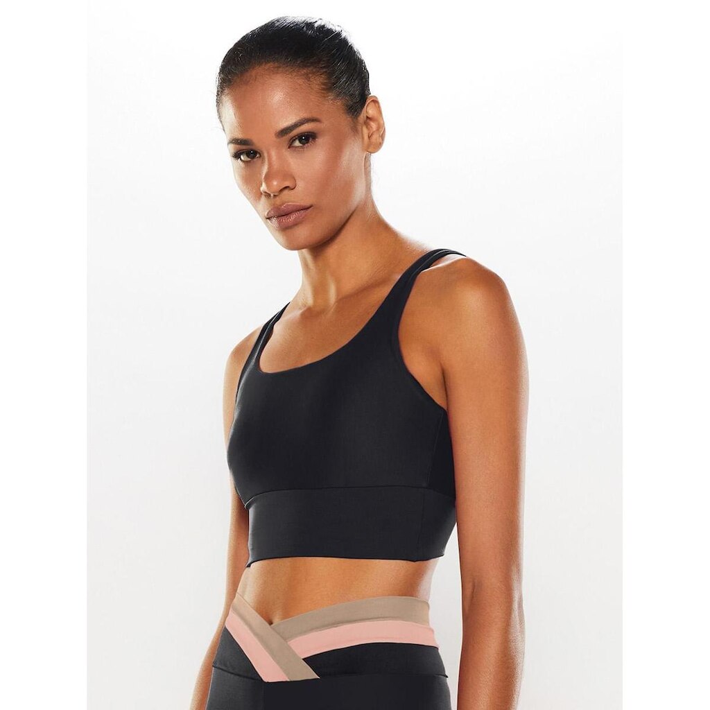 Top Preto Alça Reta Cropped Skin