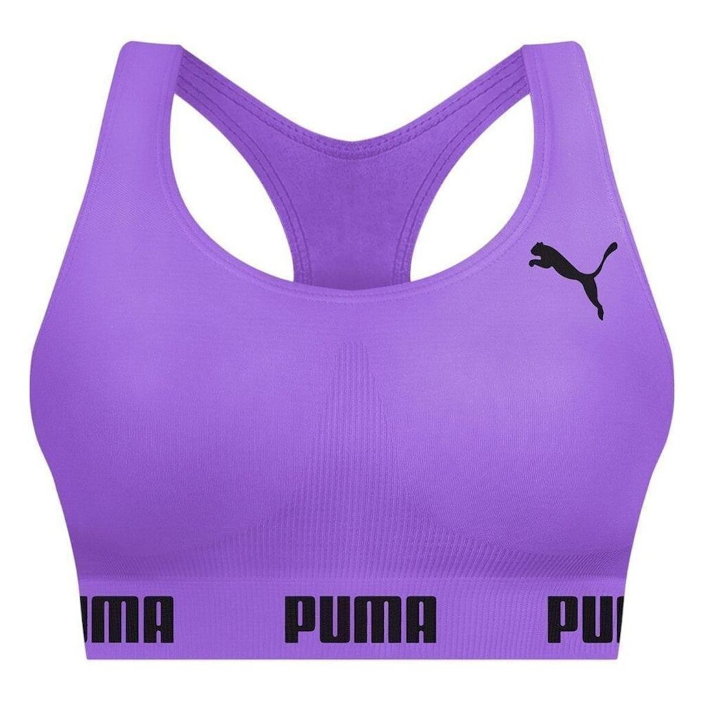 Top Puma Nadador Sem Costura Feminino - Roxo e Preto G