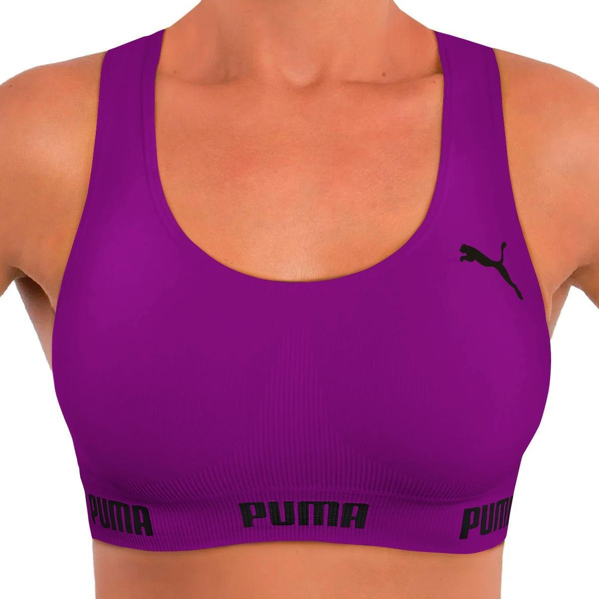 Top Puma Original Feminino Academia Fitness Nadador Sem Costura S/ Bojo Sustentação Confortável Menor preço em Top Puma Original Feminino Academia Fitness Nadador Sem Costura S/ Bojo Sustentação Confortável