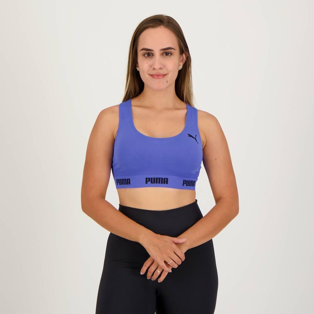 Top Puma Sem Costura Azul