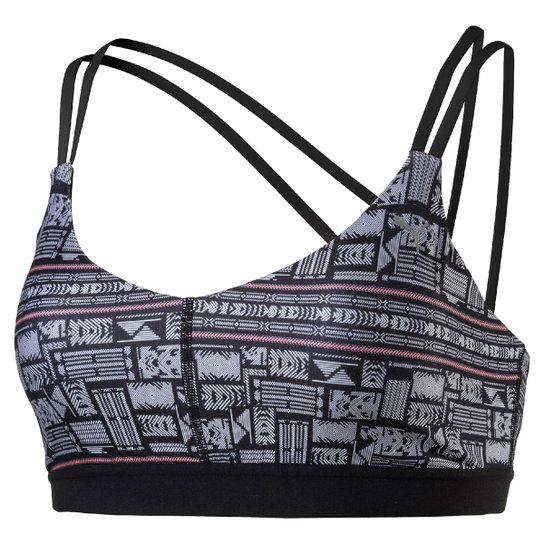 Top Puma Yogini Lux Strappy Graphic Média Sustentação - Preto+Branco