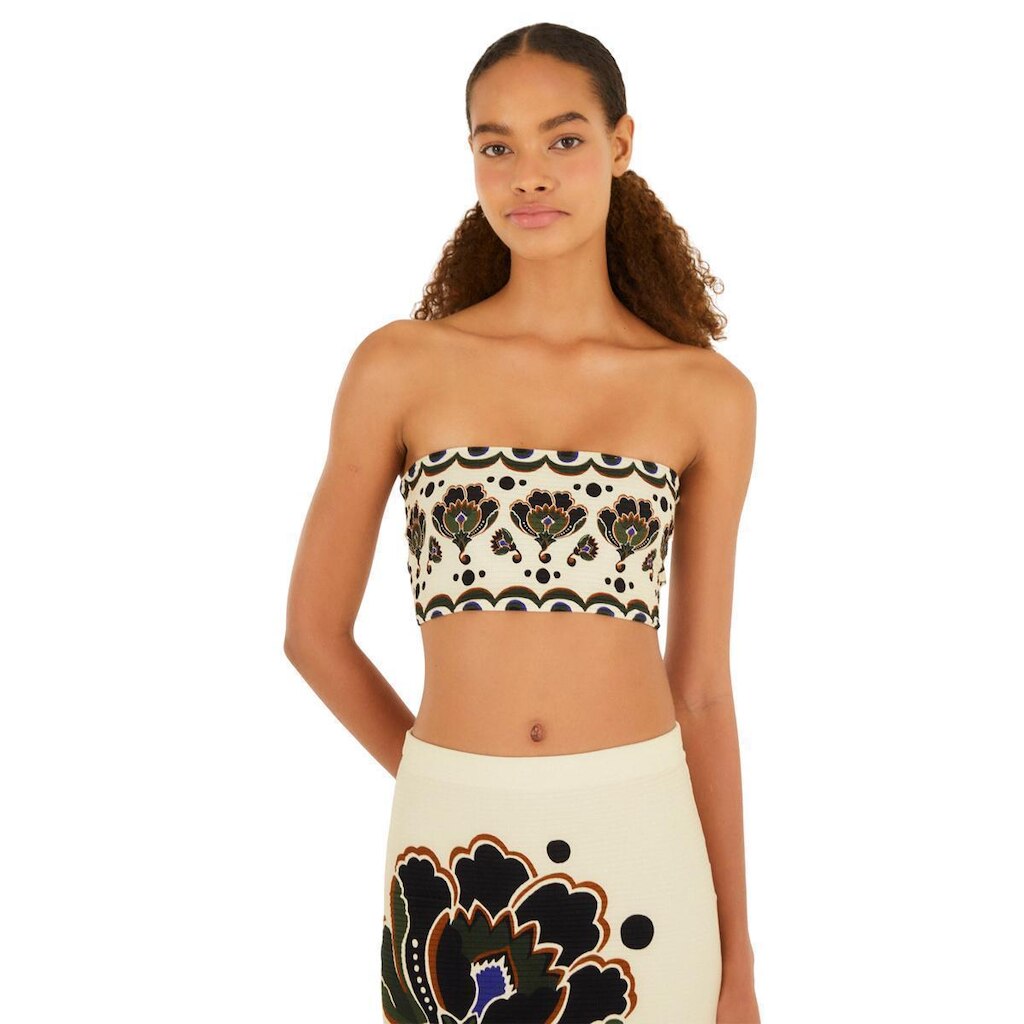 Top Reto Farm Rio Floral Arabasque Feminina