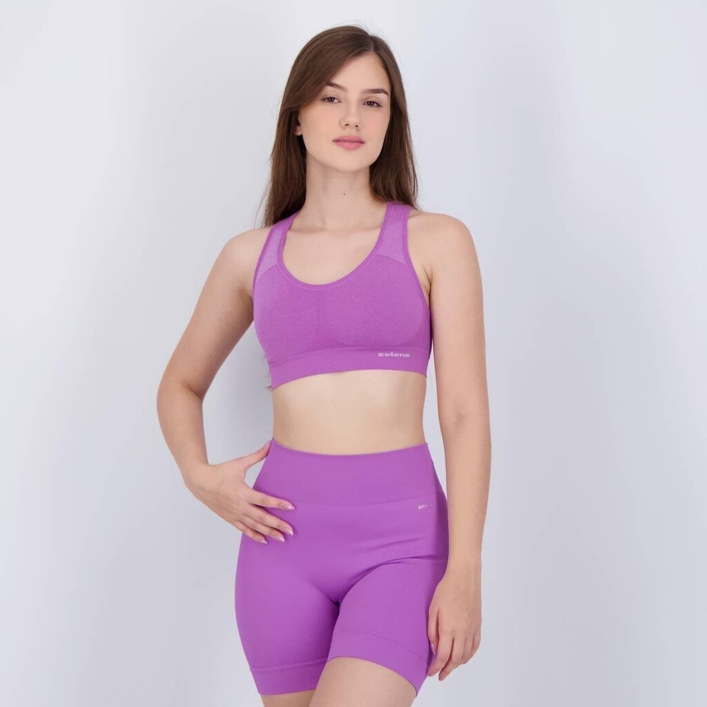 Top Selene Canelado Sem Costura Basic Feminino Lilás
