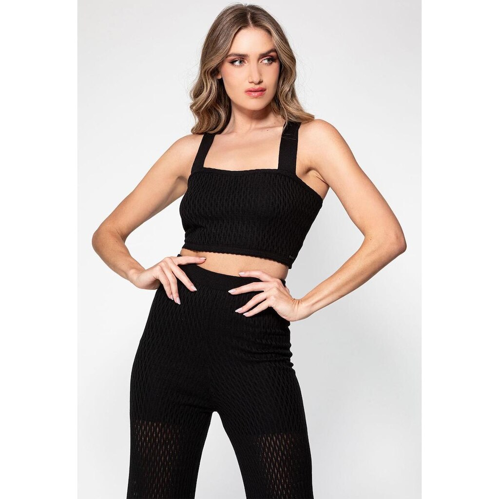 Top Tricot Alça Cruzada Costas Guess Preto