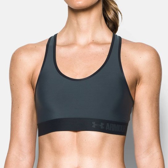 Top Under Armour Mid Solid Feminino - Cinza+Preto