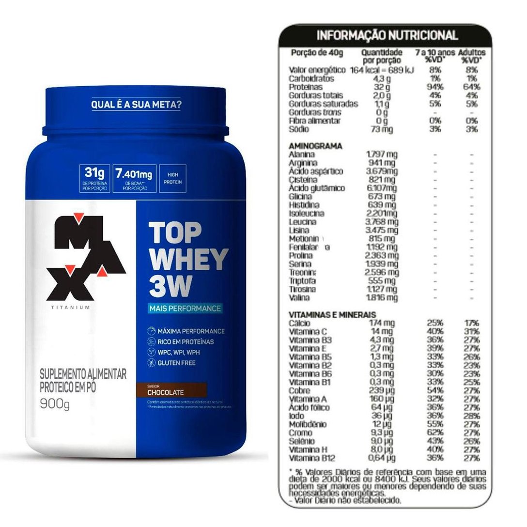 Top Whey 3w Mais Performance 900gr Max Titanium Chocolate Netshoes