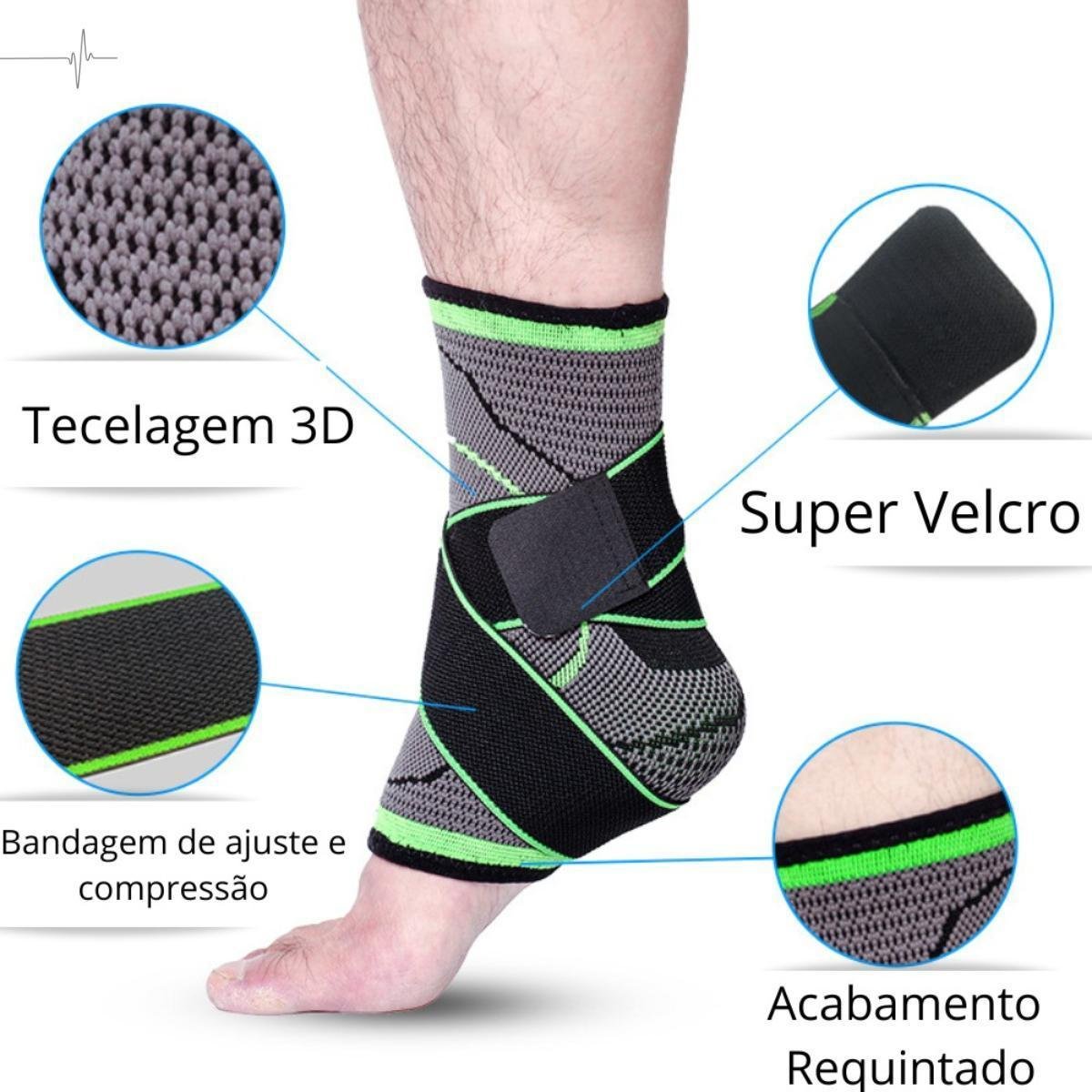 Tornozeleira estabilizadora ortopédica compressão tensor - Verde | Netshoes