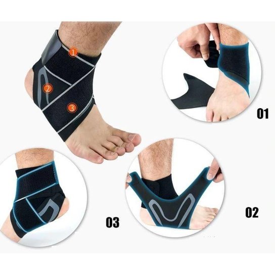 Tornozeleira Tensor Neoprene + Bandagem Elástica - Veidoorn - Preto