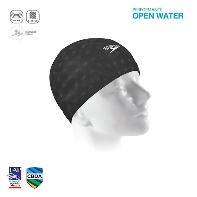 Touca de natação em tecido ultra confortavel - comfort 3D cap - PRETO