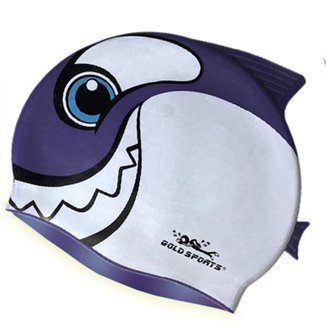 Touca De Natação Gold Sports Kids Happy Shark De Silicone