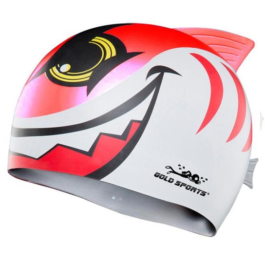 Touca De Natação Gold Sports Kids New Shark De Silicone - Vermelho Menor preço em Touca De Natação Gold Sports Kids New Shark De Silicone - Vermelho