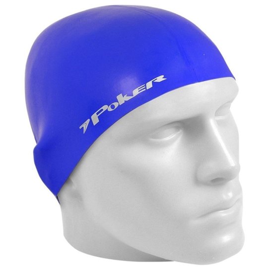 Touca Natação 100% Silicone Unisex Poker Power Adulto - Azul