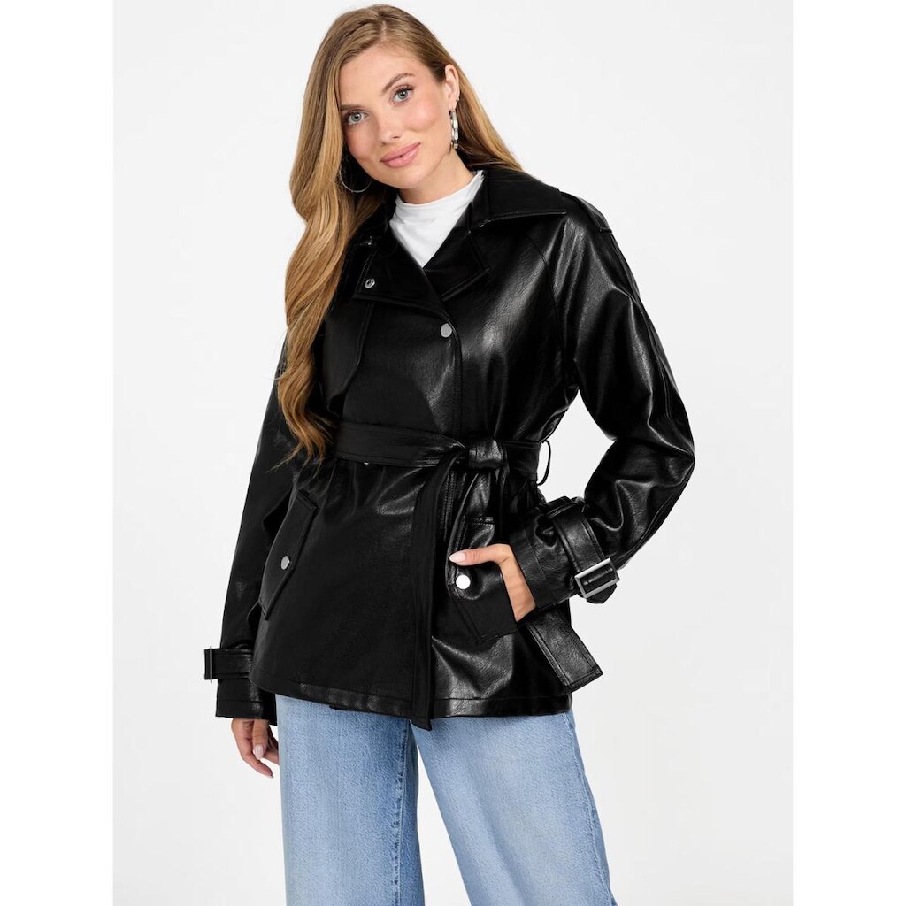 Trench Coat Eco Médio Preto