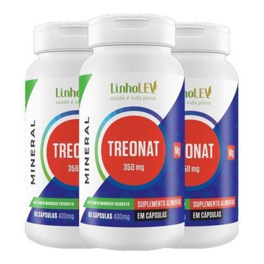 Treonato De Magnésio 3 X 60 Cápsulas Linho Lev - Branco Menor preço em Treonato De Magnésio 3 X 60 Cápsulas Linho Lev - Branco
