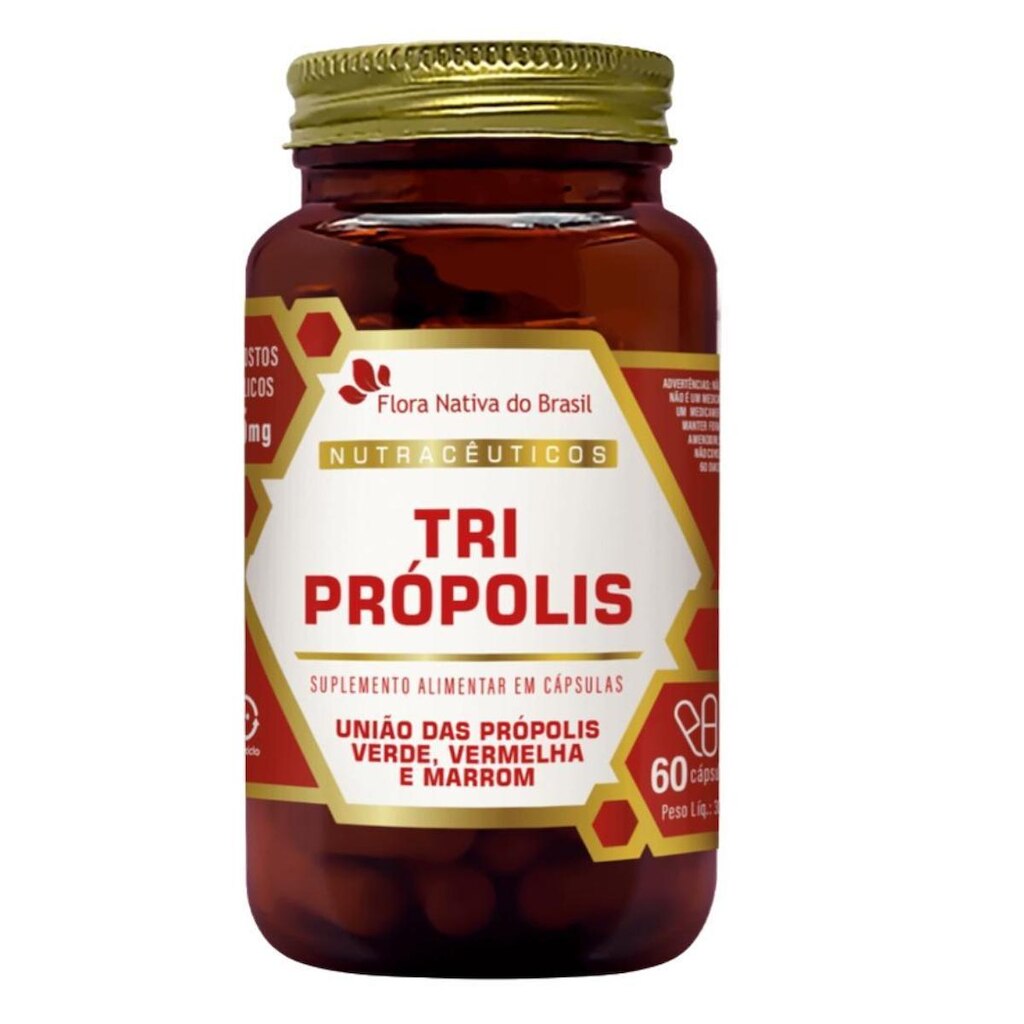 Tri Próp0lis (Vermelha, Verde e Marrom) 60 Caps de 500mg FNB