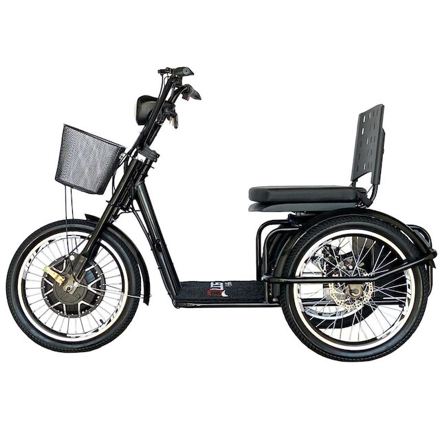 Triciclo 800W Assento com Almofada Freio a Disco Alarme Fox Preto