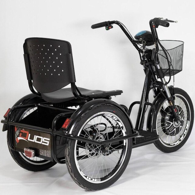 Triciclo Duos Elétrico 800W Lítio Ré Farol e Alarme Fox Cestinha