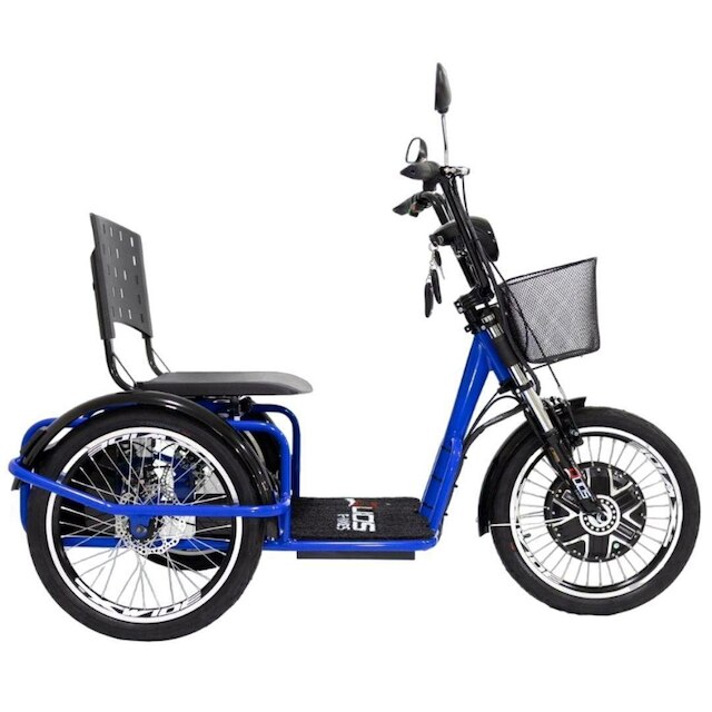 Triciclo Duos Elétrico 800W Lítio Ré Farol e Alarme Fox Cestinha