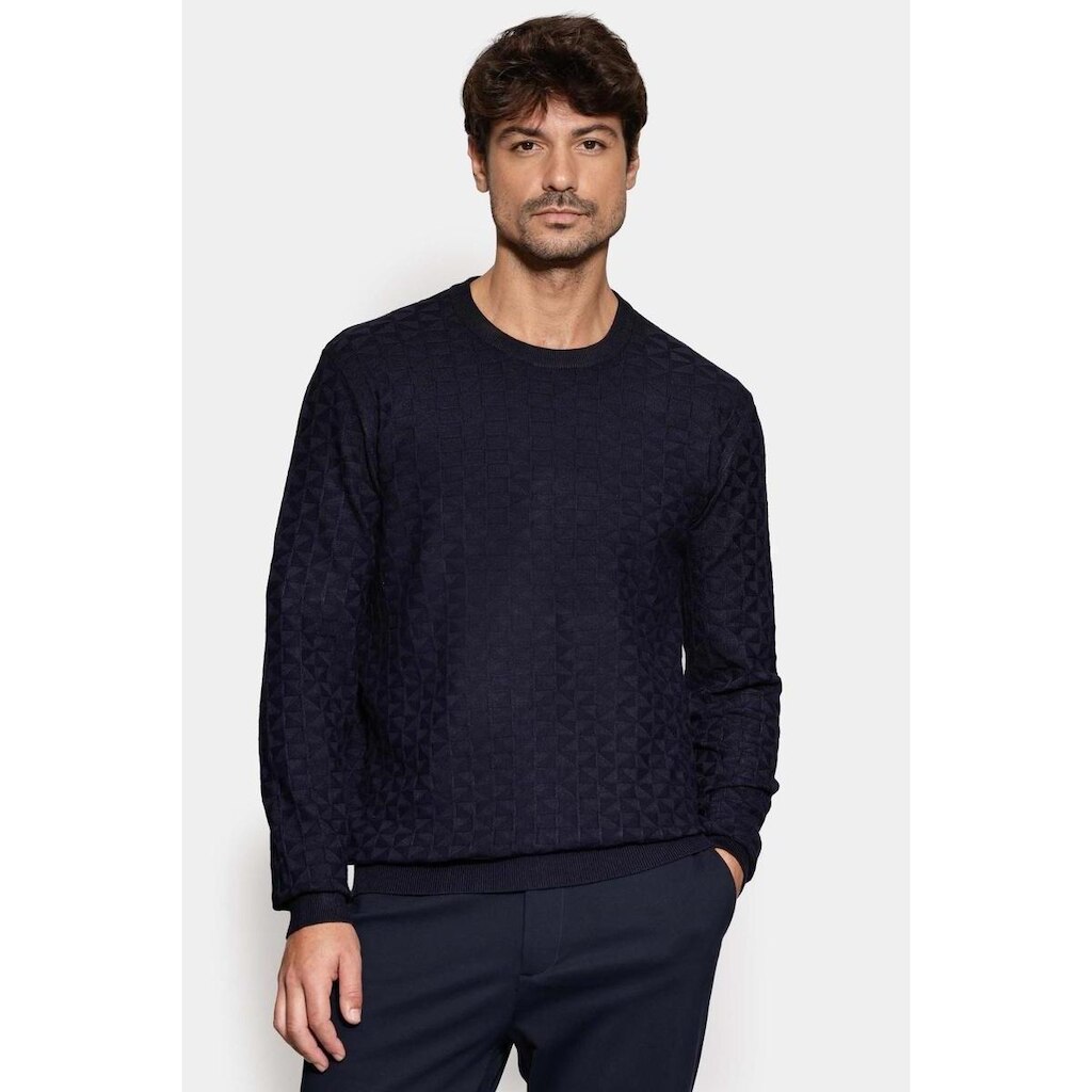 Tricot Aramis Manga Longa Jacquard Losango