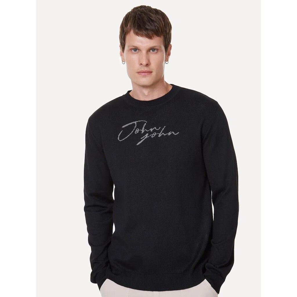 Tricot John John Masculino J Script Preto