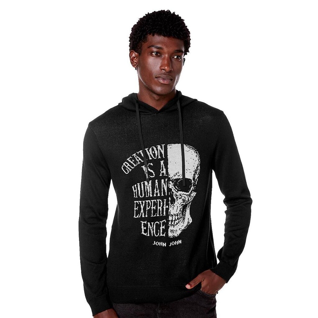 Tricot John John Masculino Side Skull Preto