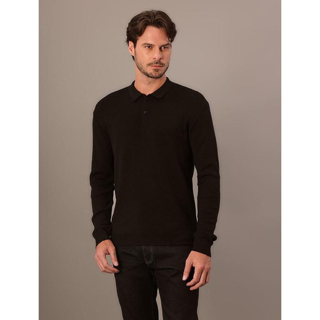 Tricot Polo Manga Longa Calvin Klein Masc