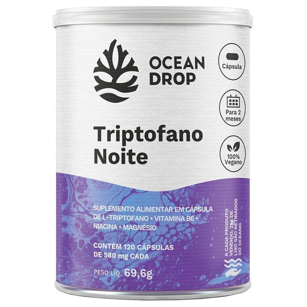 Triptofano Noite Vitamina B6 120 Caps 580 Mg - Ocean Drop