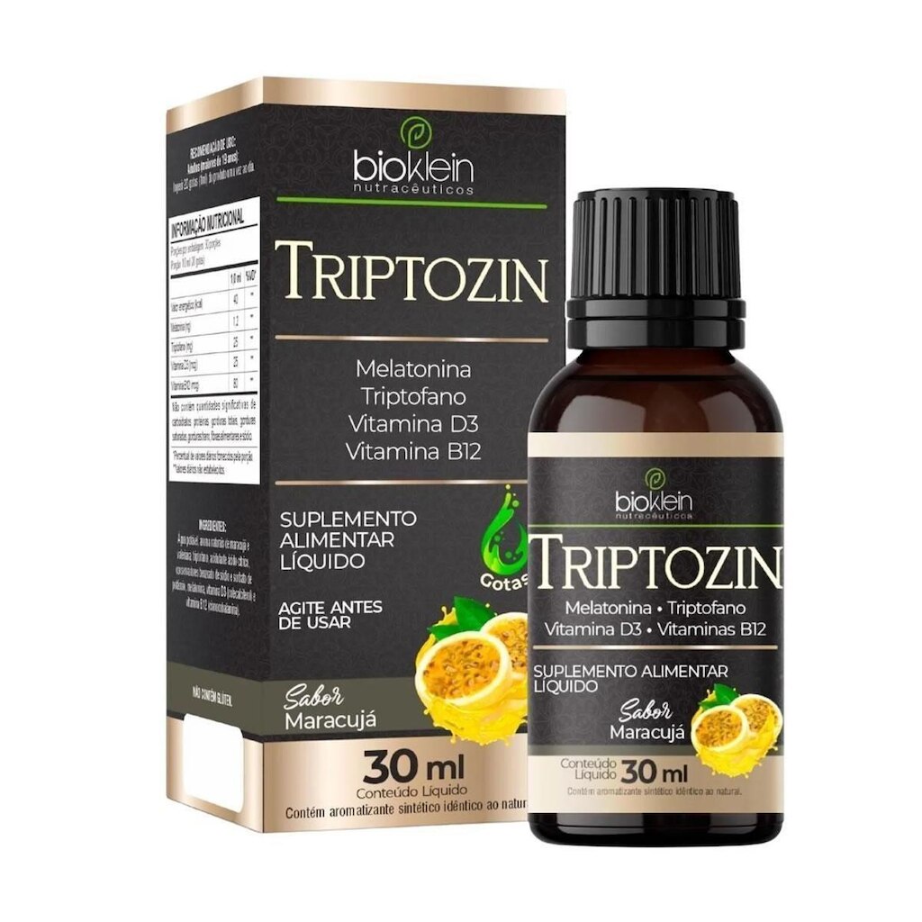Triptozin 30ml Maracujá Melatonina Triptofano Vit D3 B12 Bioklein