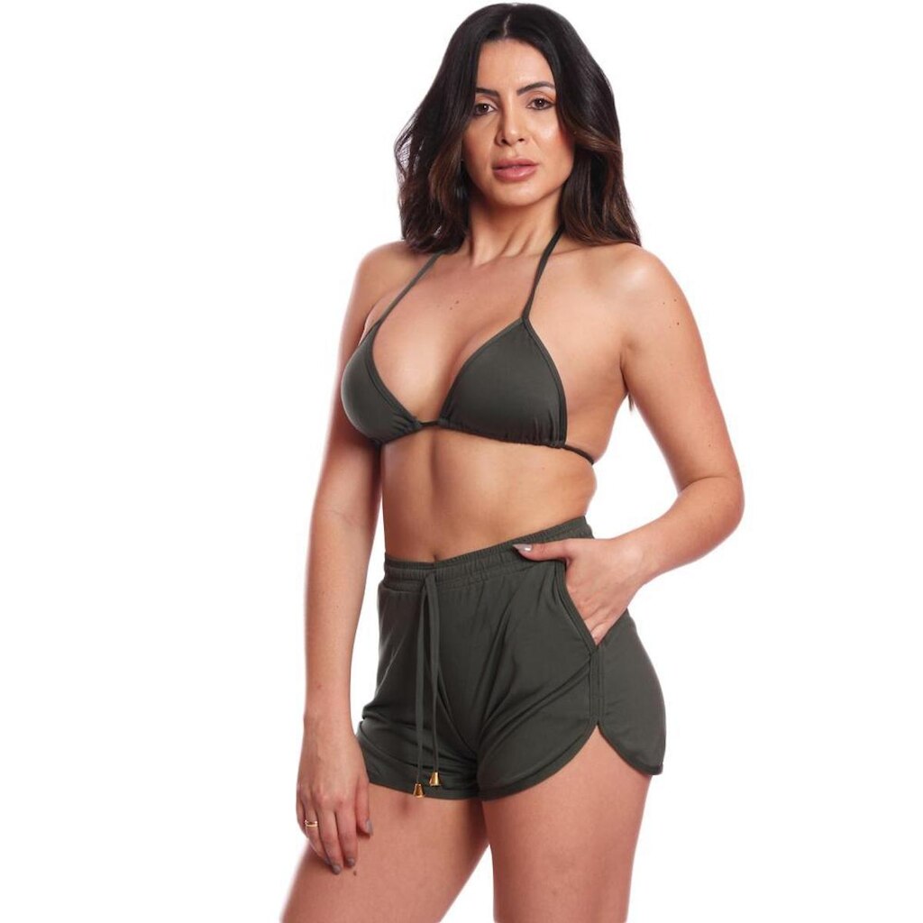 Triquini Conjunto Asa Delta + Short Verão Praia