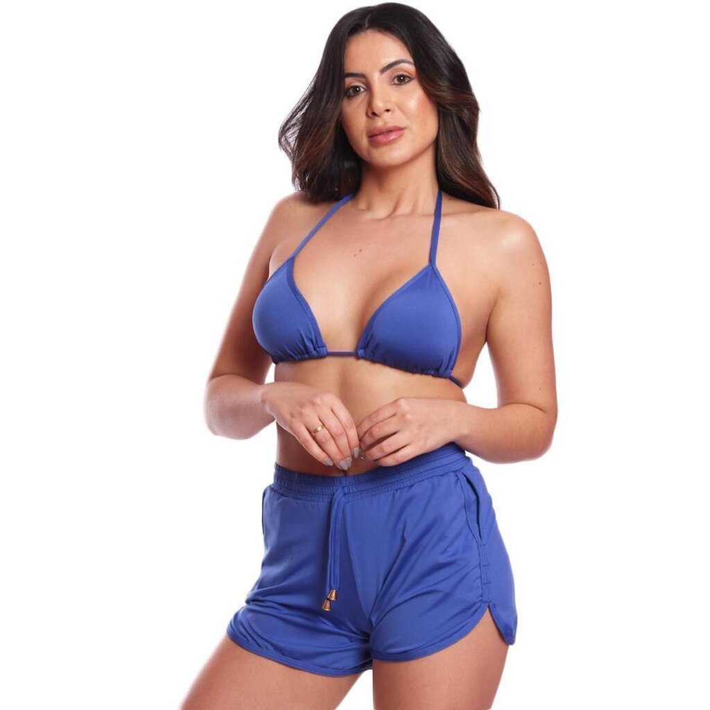 Triquini Conjunto Bombom Largo + Short Verão Praia