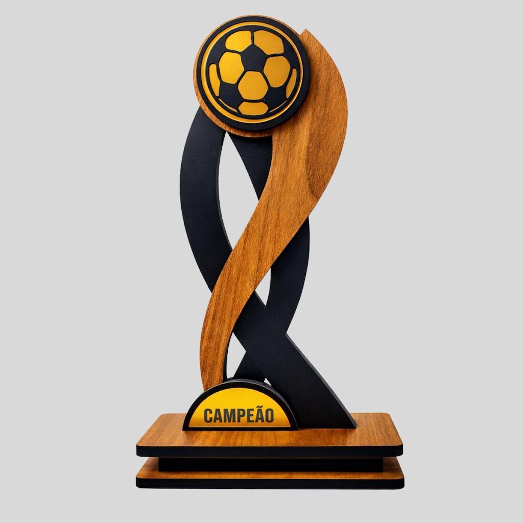 Troféu Futebol 35cm Acrílico Mdf Taça Copa Premiação Premium