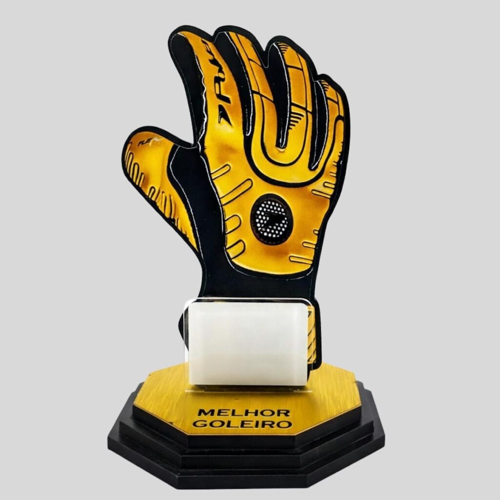 Troféu Melhor Goleiro Mdf/acrílico Dourado c/Impressão Látex