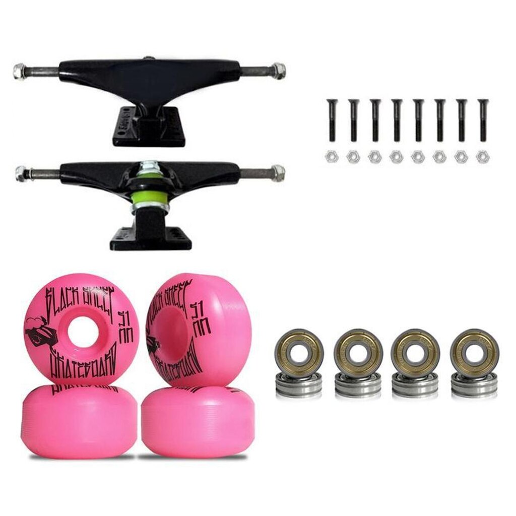Truck Skate 139mm Roda BS 51mm Rolamento ABEC-5 e Parafusos