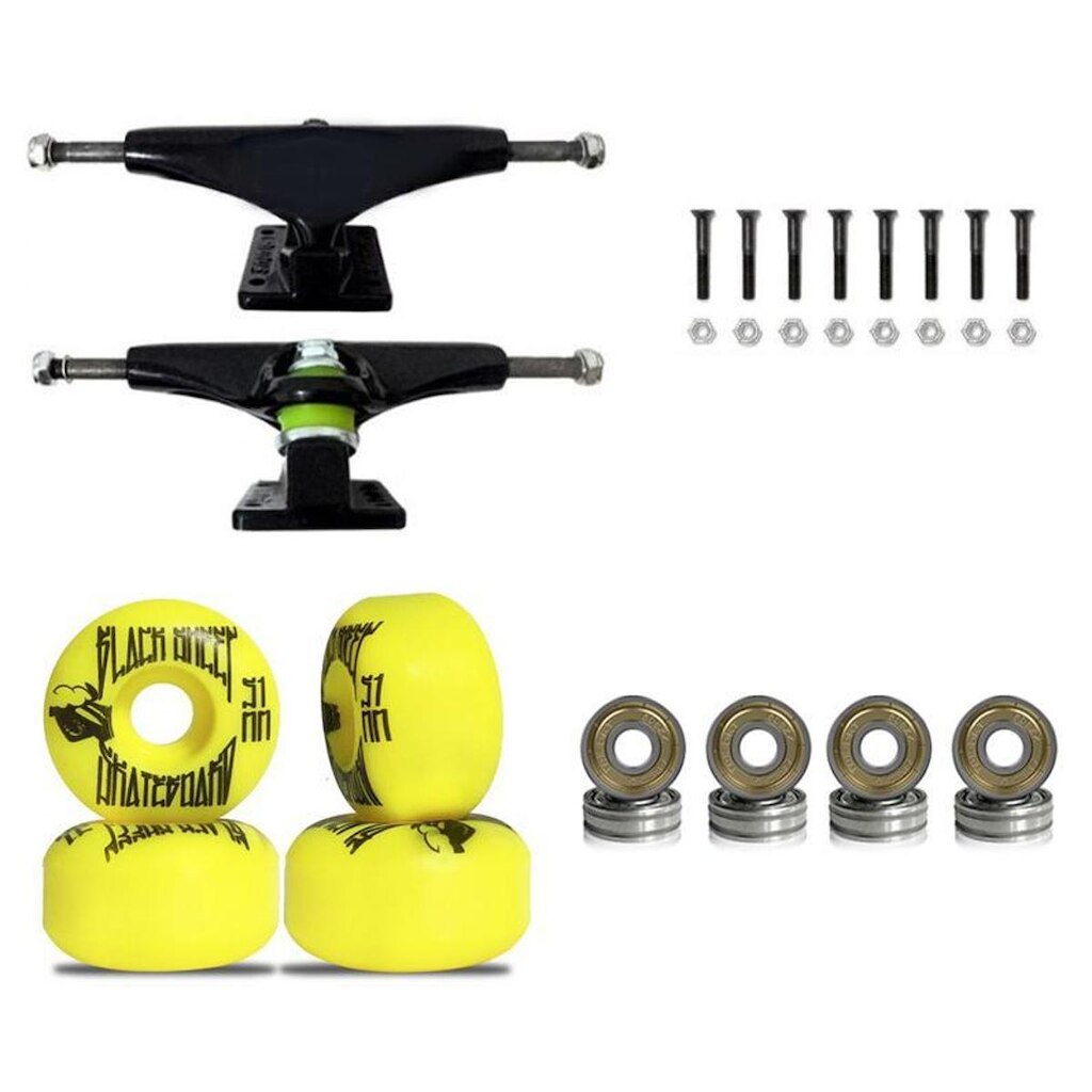 Truck Skate 139mm Roda BS 51mm Rolamento ABEC-5 e Parafusos