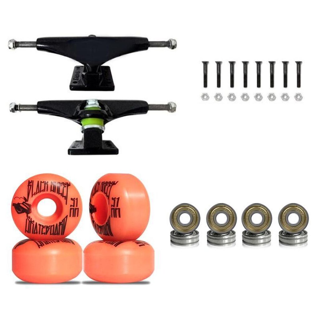 Truck Skate 139mm Roda BS 51mm Rolamento ABEC-5 e Parafusos