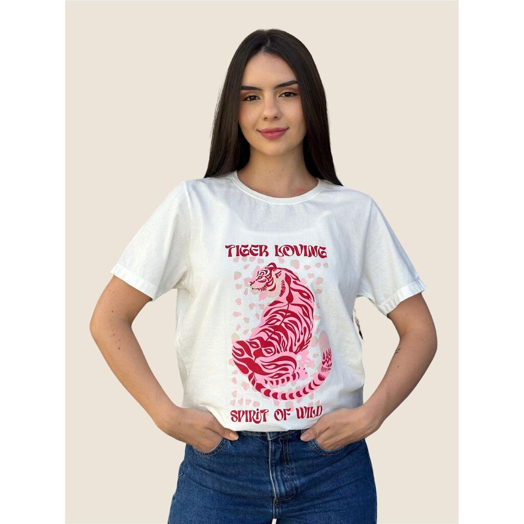 Tshirt Estonada Estampa Tiger Ioving Usemais