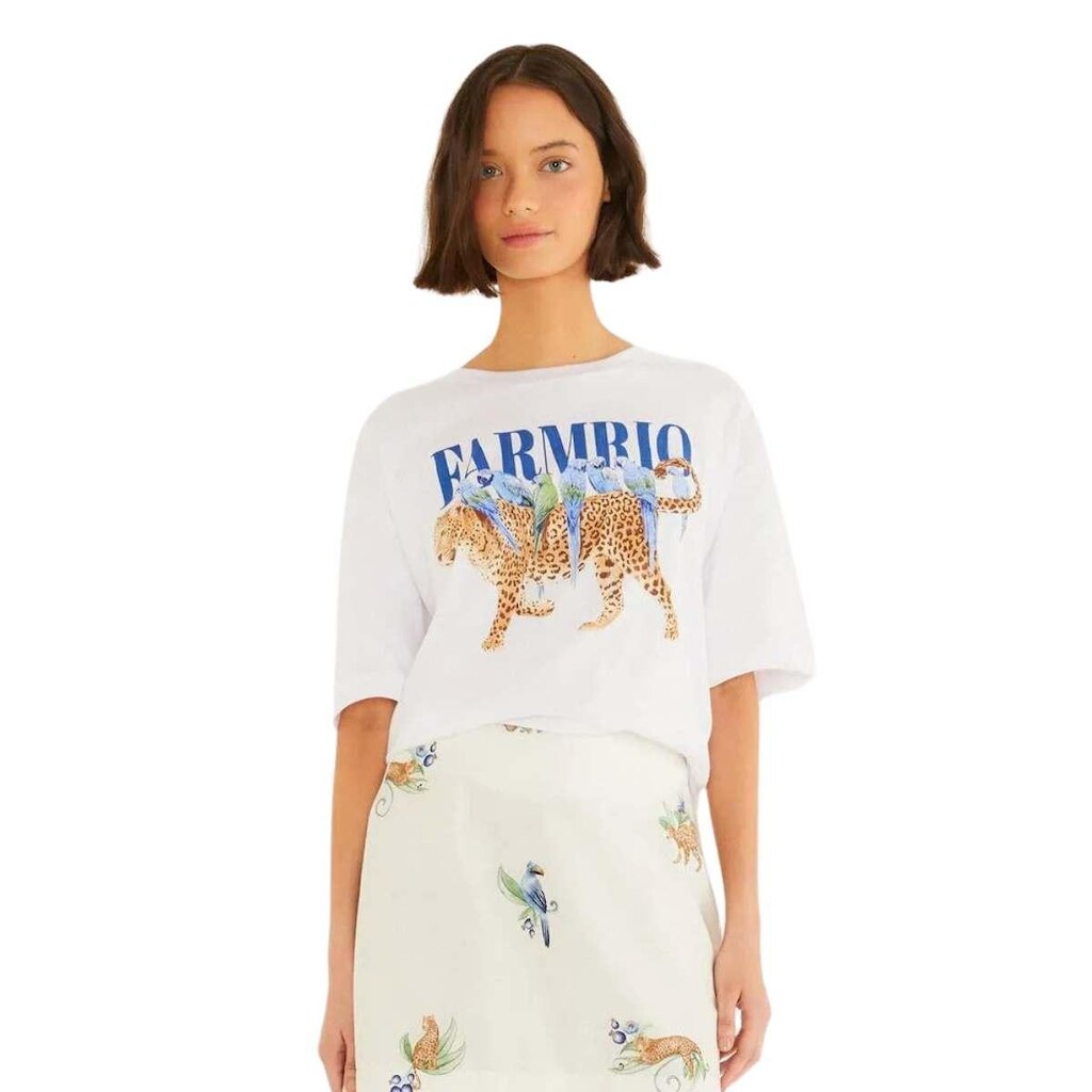 Tshirt Farm Rio Ampla Onça Pássaros