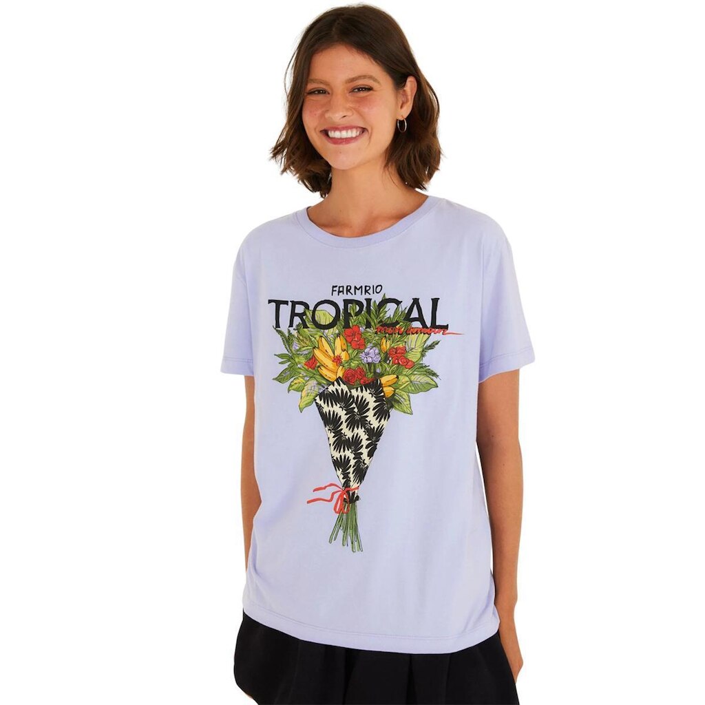 Tshirt Fit Farm Rio Bouquet Tropical Lilás Wind