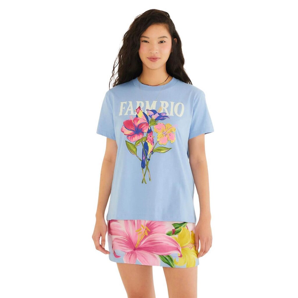 Tshirt Fit Farm Rio Flores Passarinhos