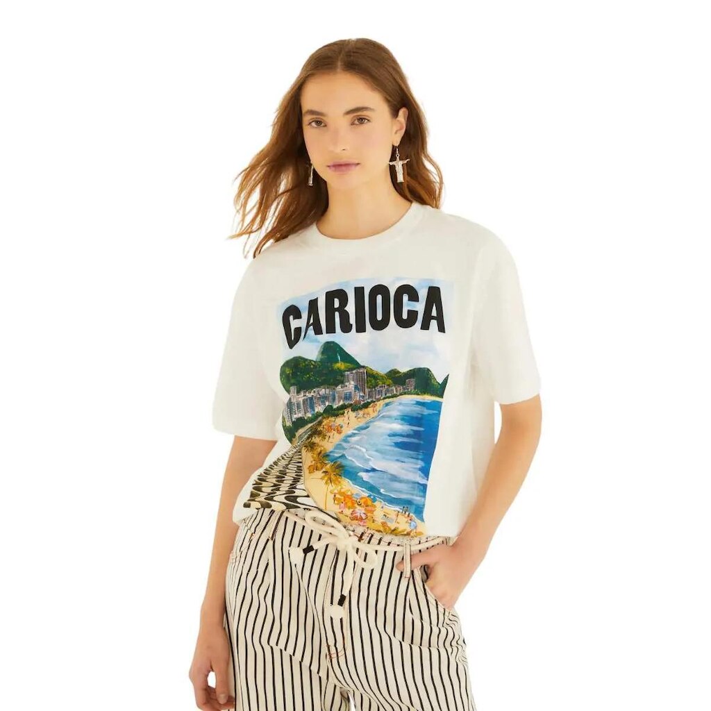 Tshirt Média Farm Rio Paisagem Carioca Off White