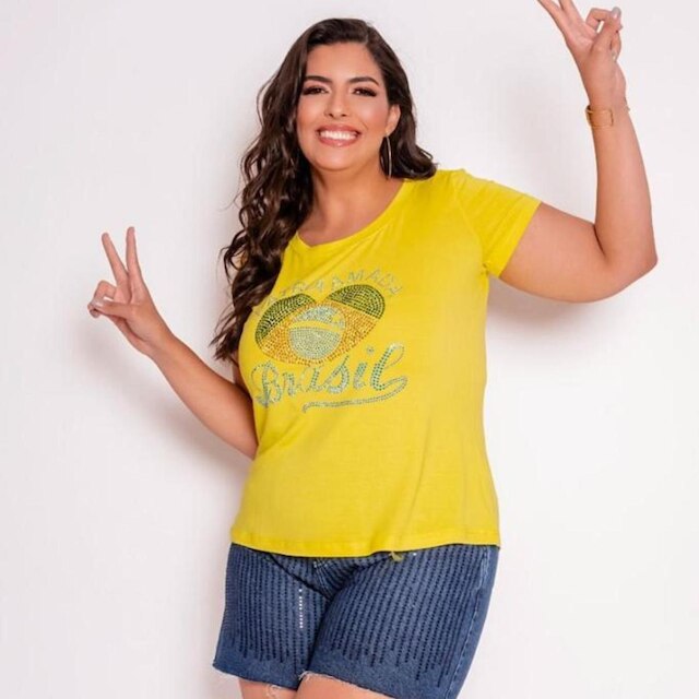 TShirt Plus Size Aplicação Patria amada