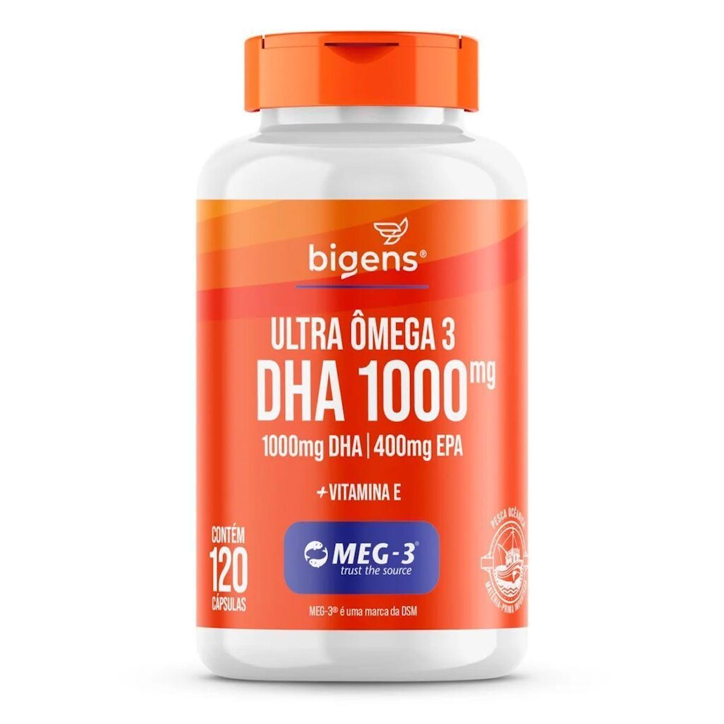 Ultra Omega 3 DHA 1000mg + Vitamina E - 120 Cápsulas - Bigens