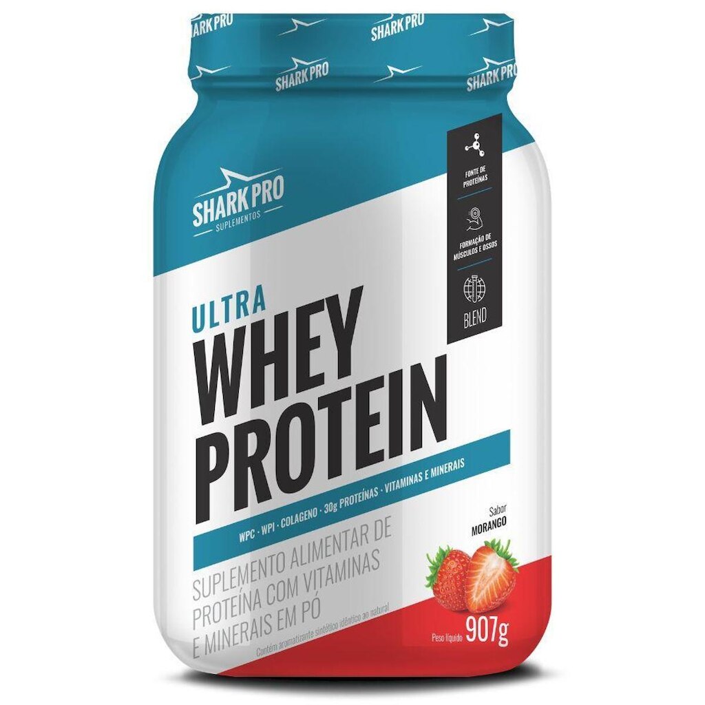 Ultra Whey Isolado Concentrado Morango 907g - Shark Pro