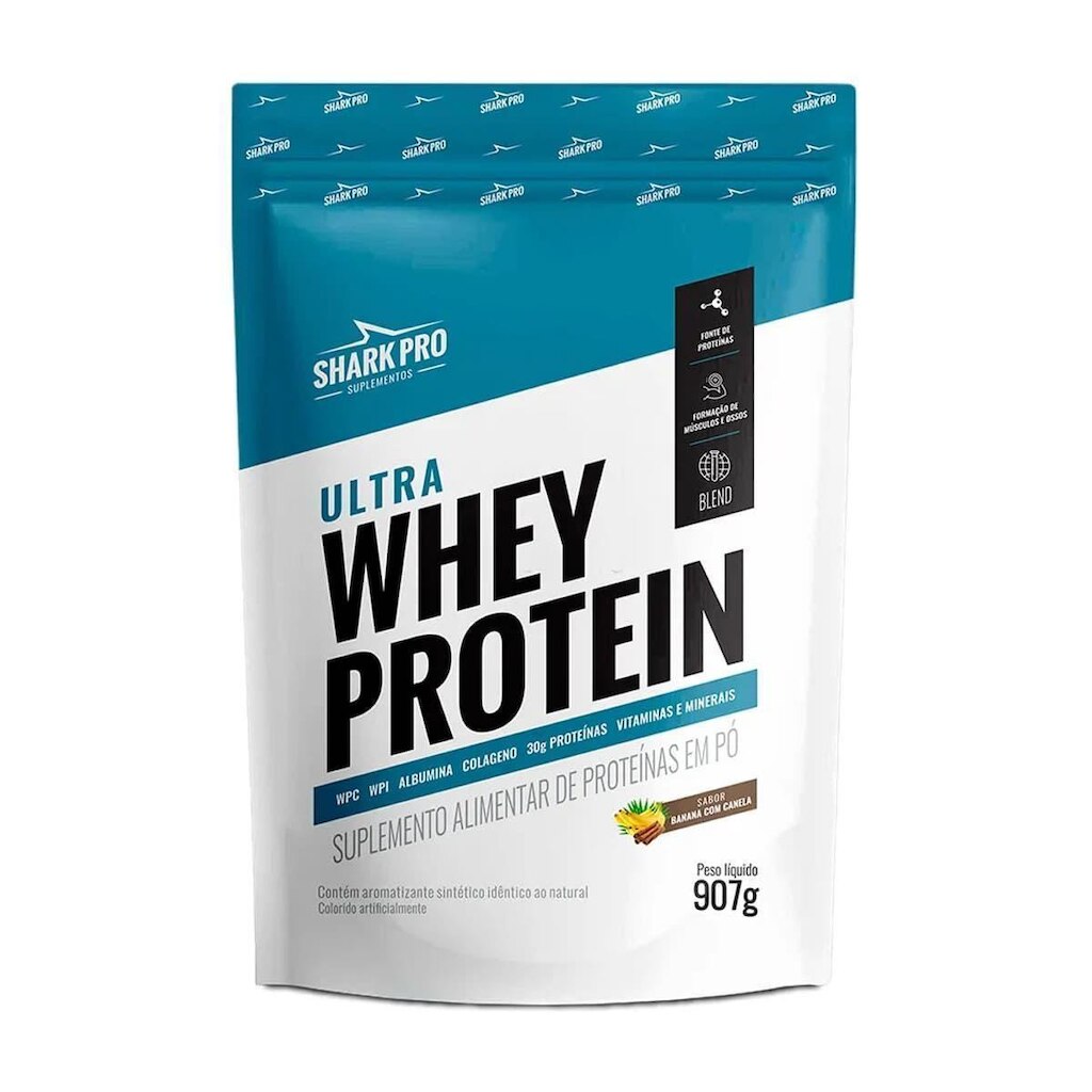 Ultra Whey Protein - 907g Refil Banana com Canela - Shark Pro