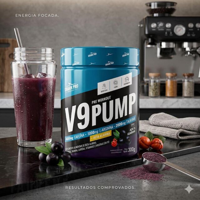 V9 Pump Pre Treino 300g Acai Guarana - Shark Pro