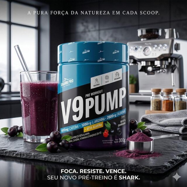 V9 Pump Pre Treino 300g Acai Guarana - Shark Pro