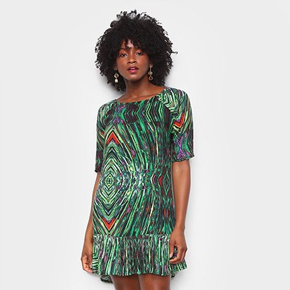 Vestido Água Viva Curto Color Block - Feminino