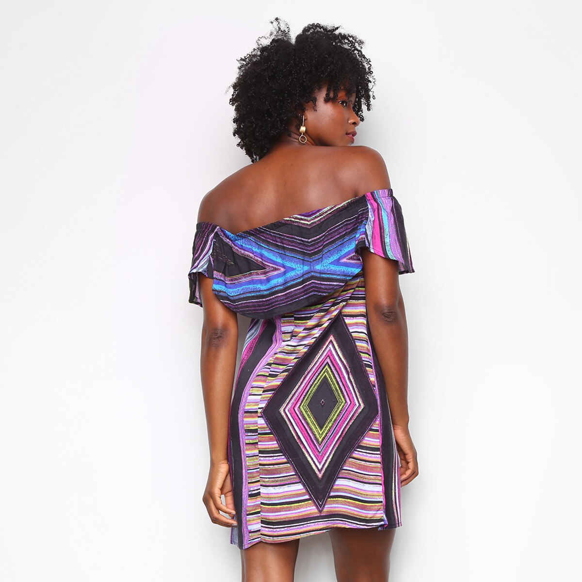 Vestido Água Viva Curto Ombro A Ombro Tie Dye - 1